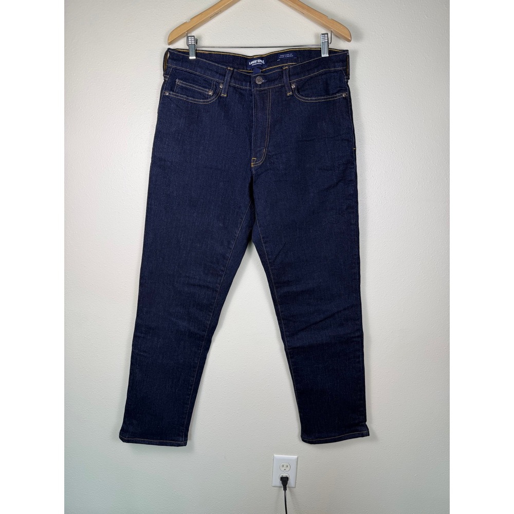 LANDS END Rustic Warm Square Rigger Jeans Mens 33 Blue Flannel Lined Traditional